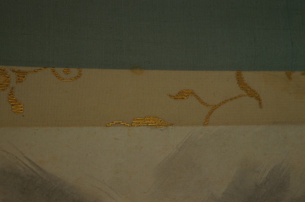 Wasserfall Rollbild von Tosei Ono Montierungsdetail