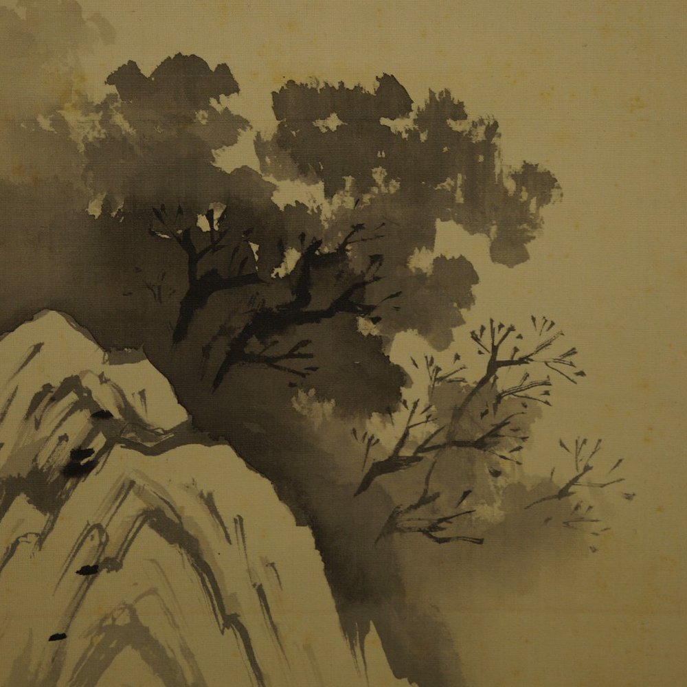 Japanisches Rollbild Landschaft Motiv Nahaufnahme Vorschau