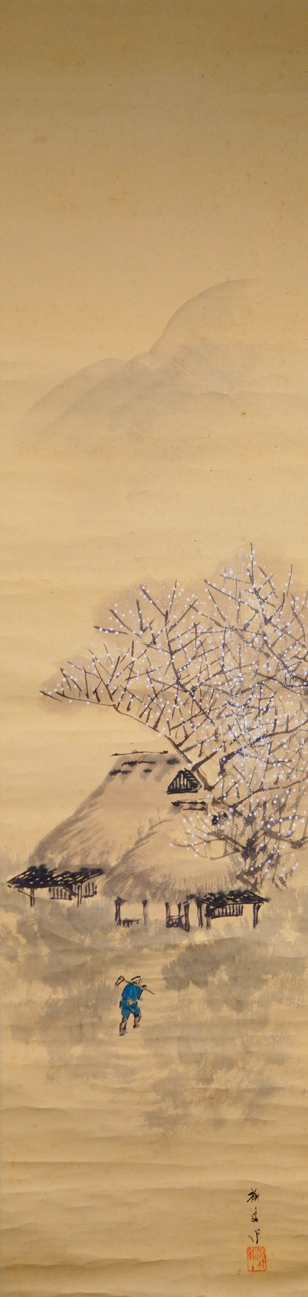 Frueher Fruehling in den Bergdoerfern Kakemono von Matsumura Baiseki Gesamtmotiv ohne Rahmung