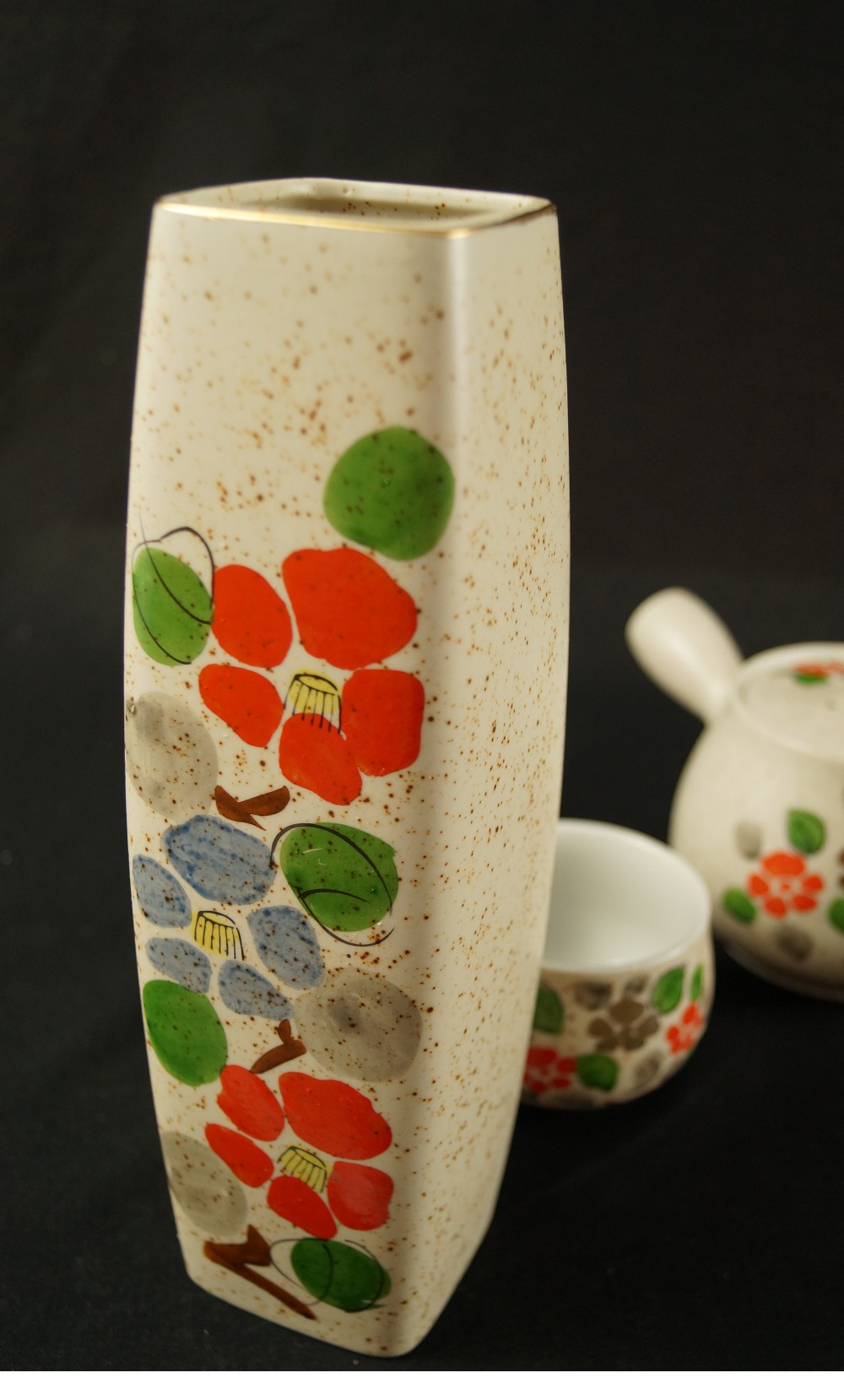 Teeset Blumenmotiv Imari Porzellan Motiv Nahaufnahme 3