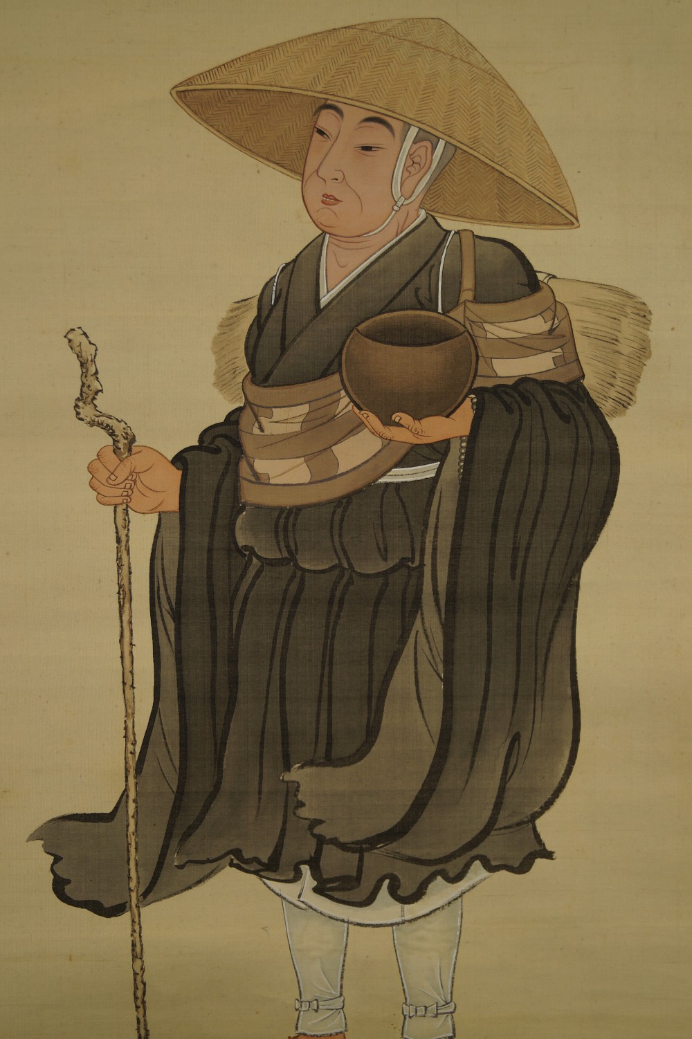 Japanisches Rollbild Zen Moench Motiv Nahaufnahme 2
