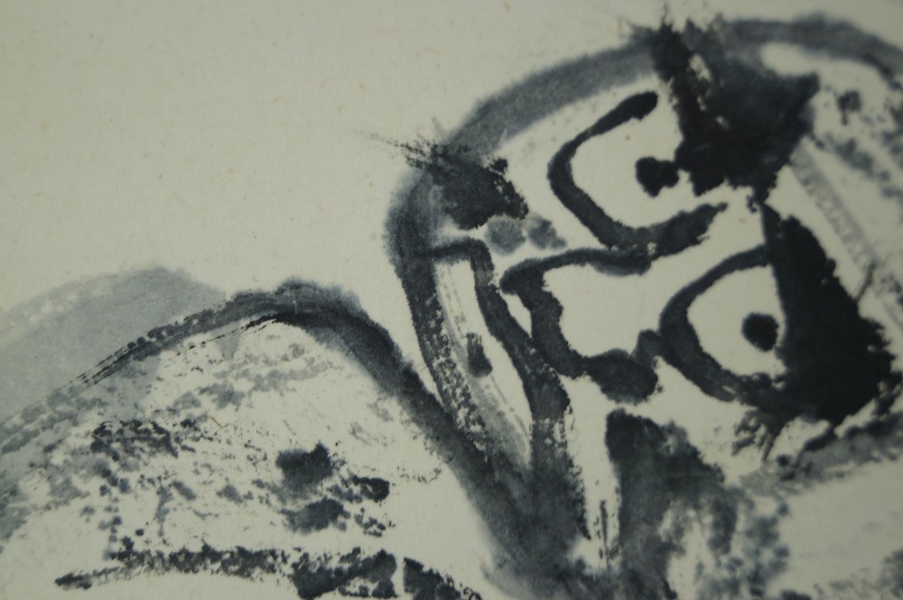 Bodhidharma Daruma Rollbild Motiv Nahaufnahme 4
