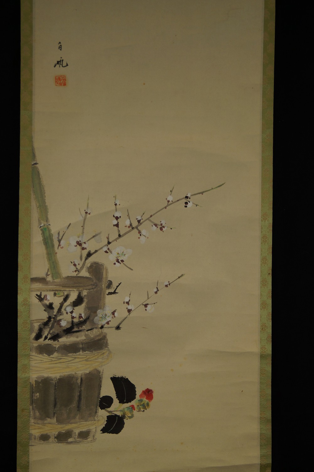 Hanging Scroll Plum Blossoms in a Vase Full Motif Without Mounting