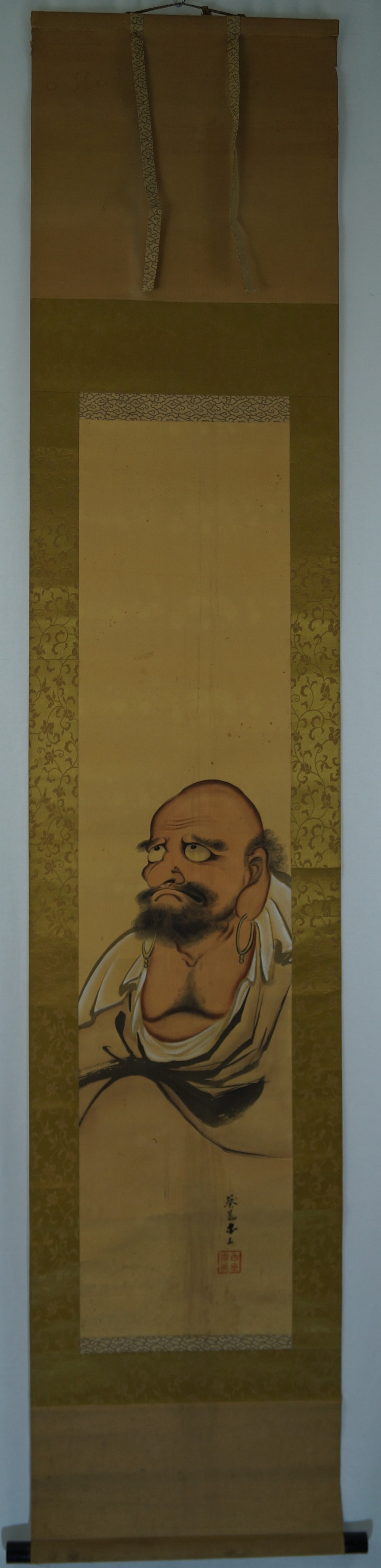Kakemono Bodhidharma Daruma Gesamtansicht Rollbild