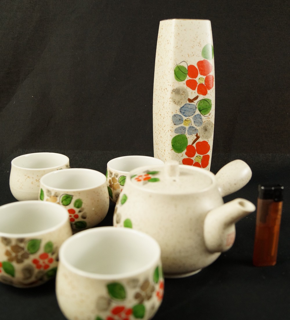Teeset Blumenmotiv Imari Porzellan Set Frontalansicht
