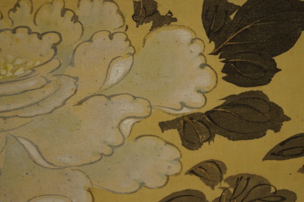 Spatzen und Chrysanthemen Rollbild Chrysanthemen-Motiv Nahaufnahme 4