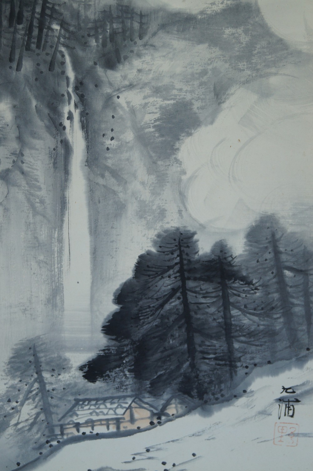 Landschaft Rollbild Haus-Motiv Nahaufnahme 1