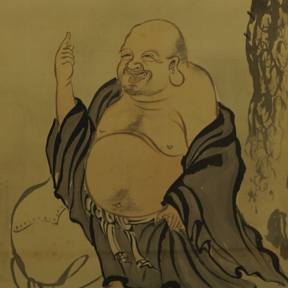 Hotei unter der Kiefer Kakemono Motiv Nahaufnahme Vorschau