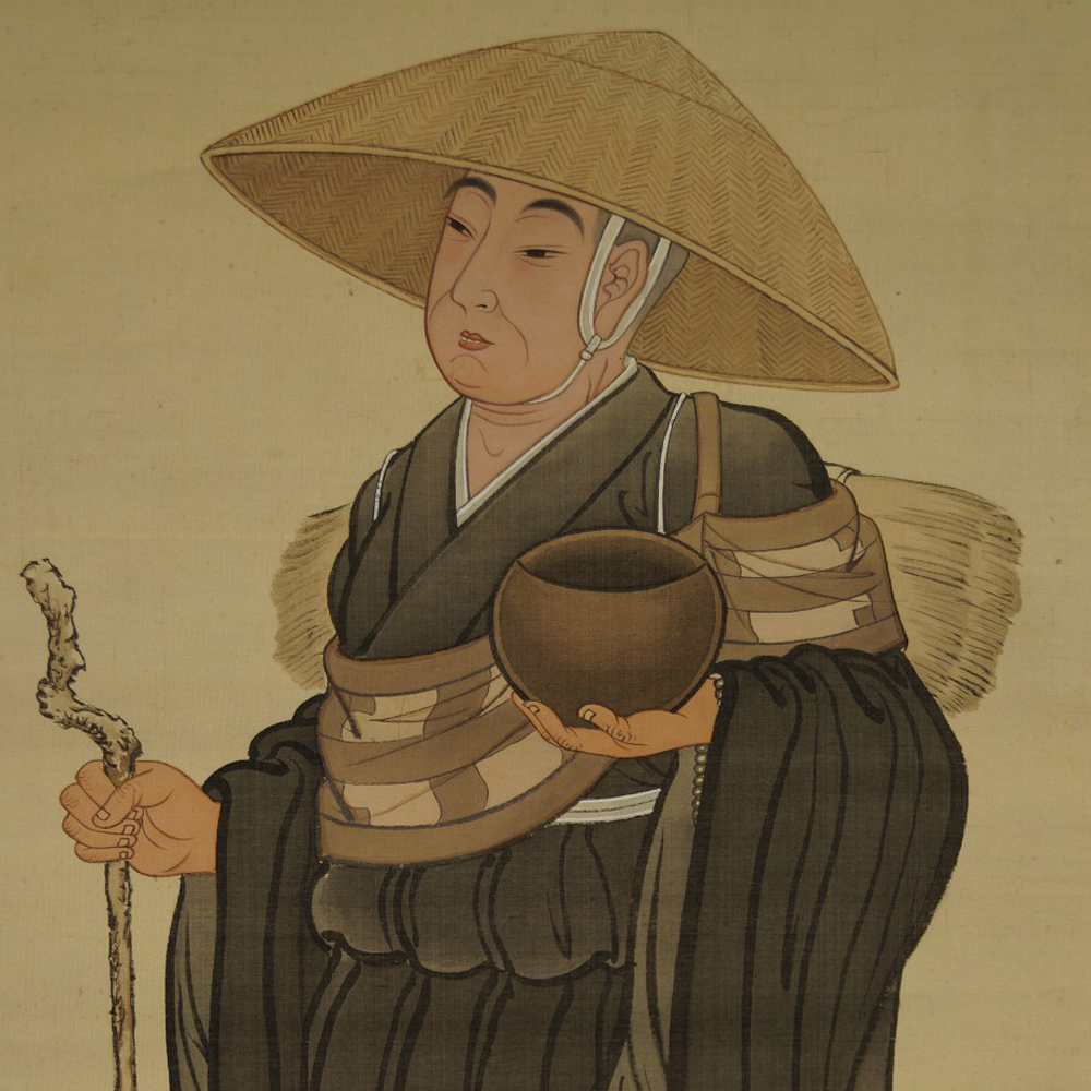 Japanisches Rollbild Zen Moench Motiv Nahaufnahme Vorschau