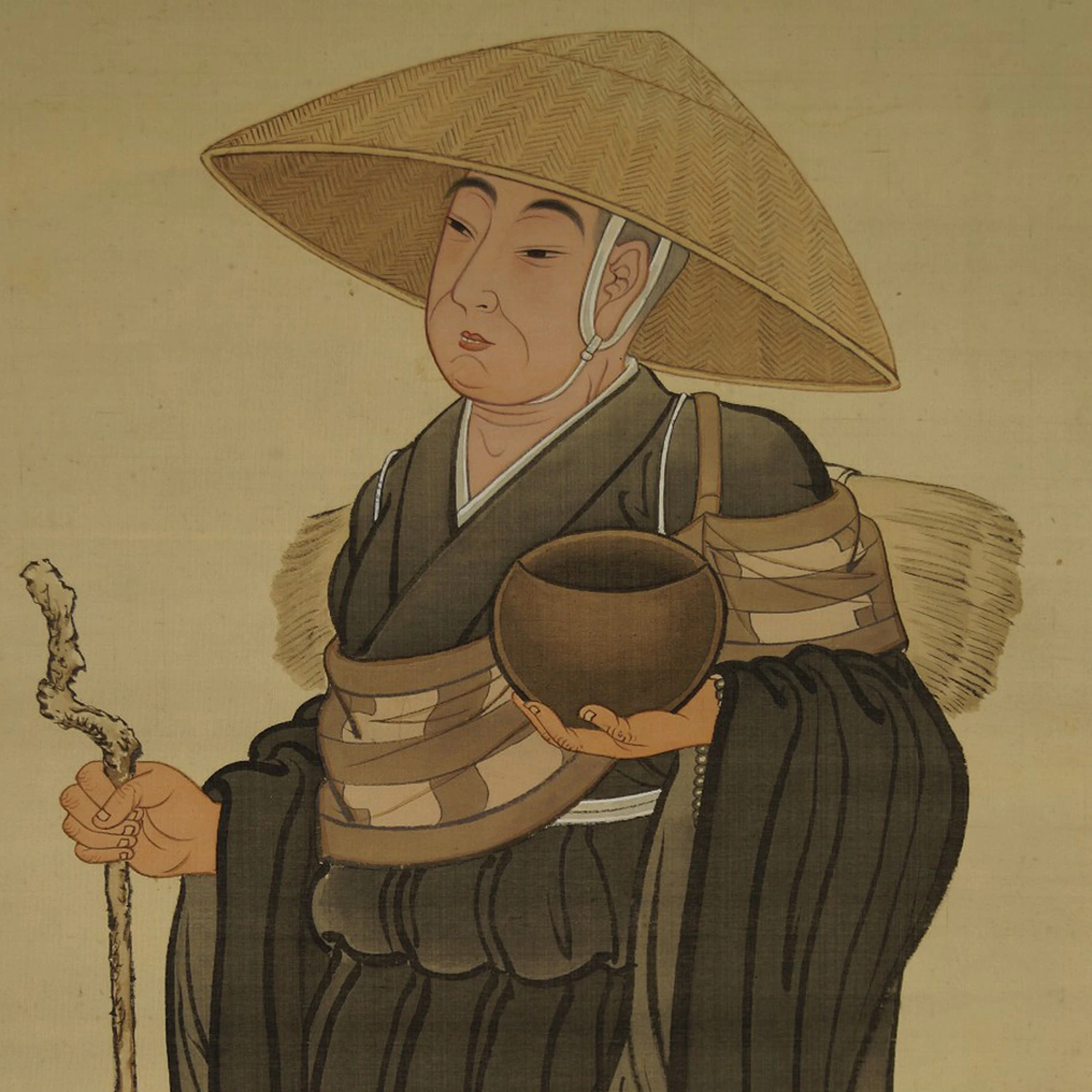 Japanisches Rollbild Zen Moench Motiv Nahaufnahme Vorschau