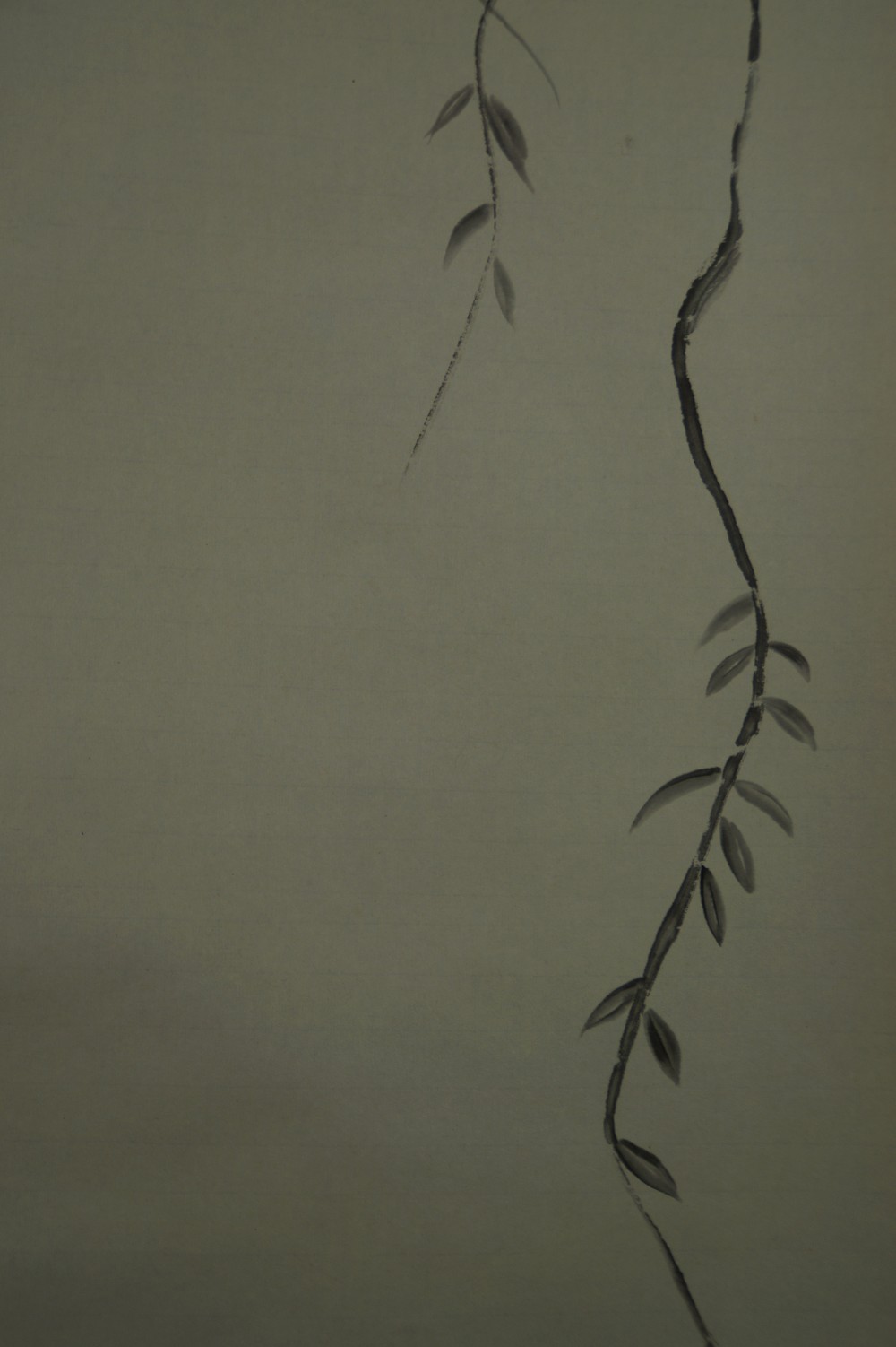 Close-Up of the Curved Vine Plant in Ink Without the Monkey Motif