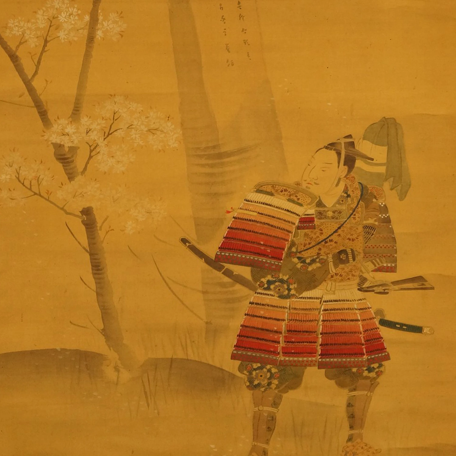 Samurai Krieger unter dem Kirschbaum Motiv Nahaufnahme Vorschau