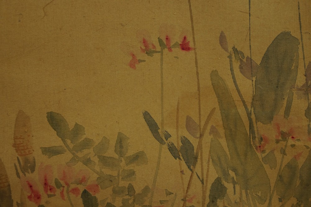 Drei Spatzen Blumen Motiv Nahaufnahme 2