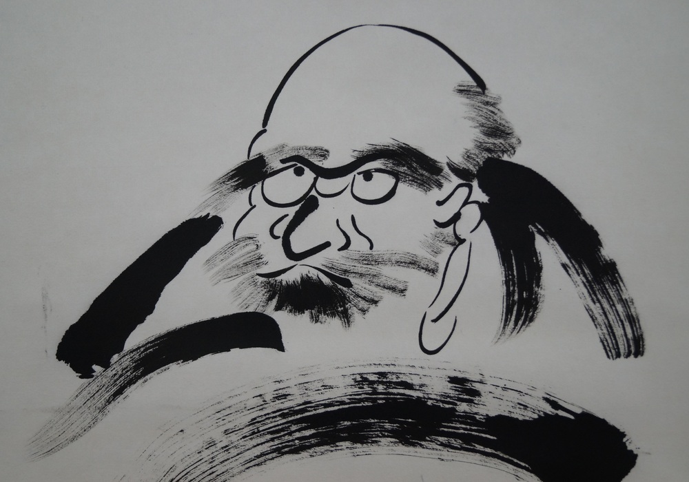 Bodhidharma Daruma kakejiku motivo de Daruma primer plano