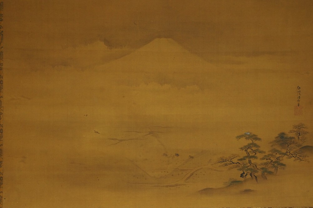 Fuji-San Behind Pine Hill by Kano Naganobu Full Motif Without Mounting