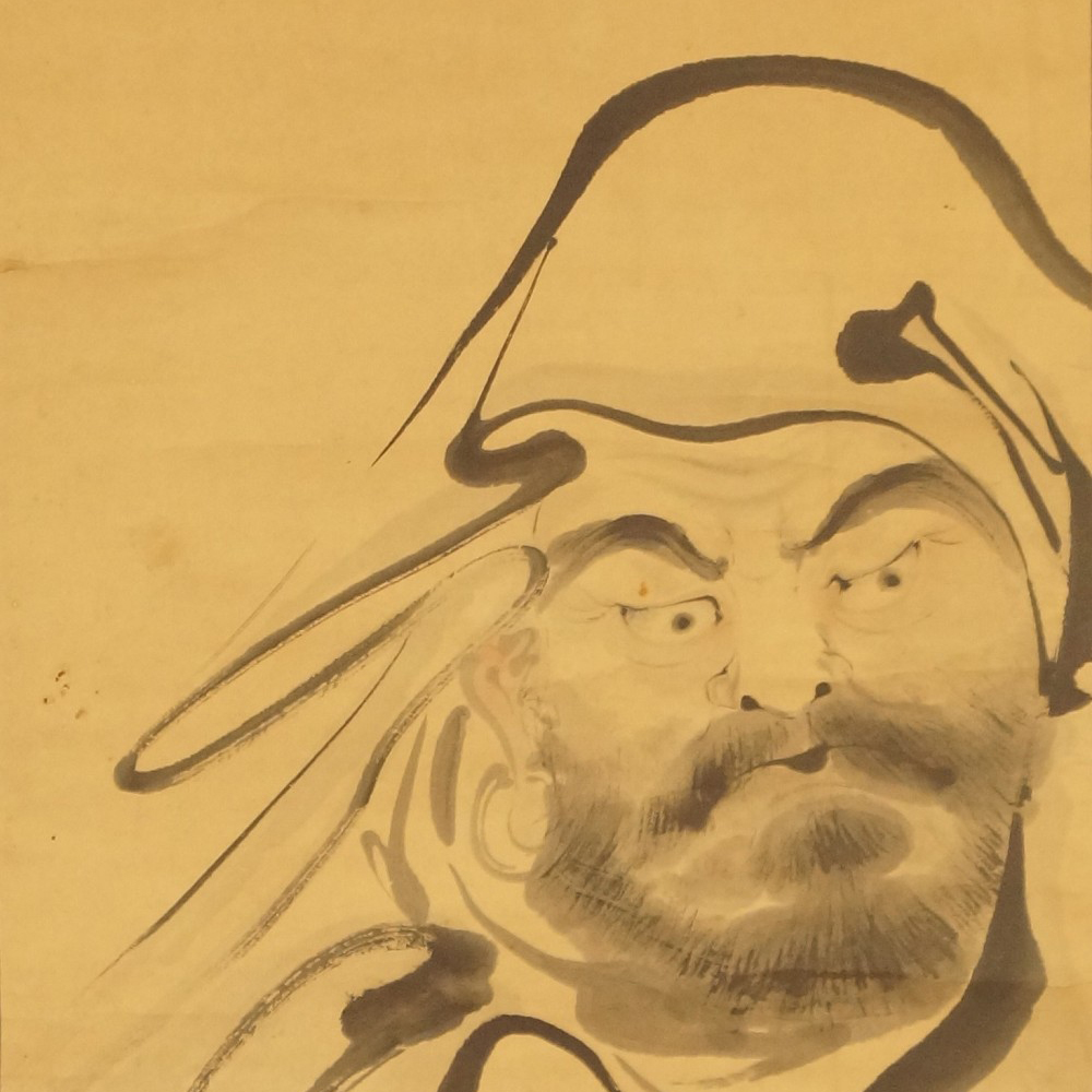 Bodhidharma Kakemono Motiv Nahaufnahme Vorschau