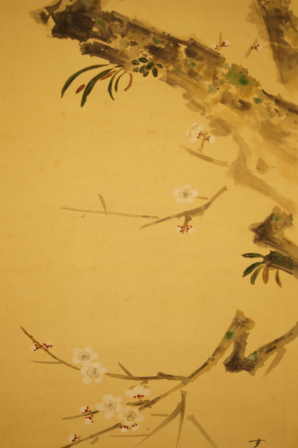 Vogel auf einem Kirschbaumzweig von Yasuyama Tachiwaki Pflaumenzweig Nahaufnahme