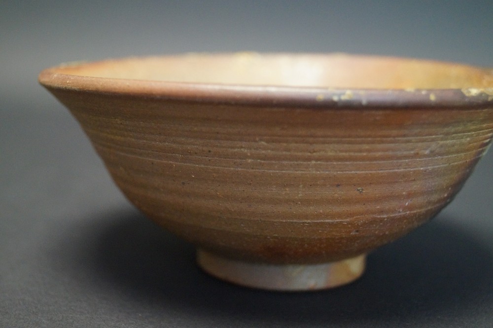 Tea Bowl Chawan Made of Bizen Ware Rear View
