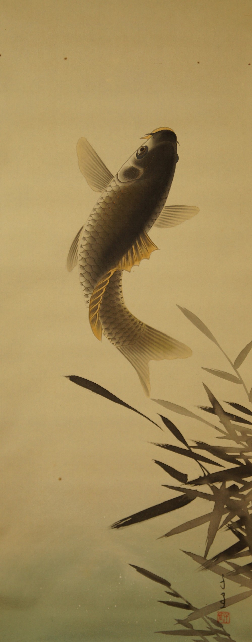 Springender Koi Kakemono Gesamtmotiv ohne Rahmung