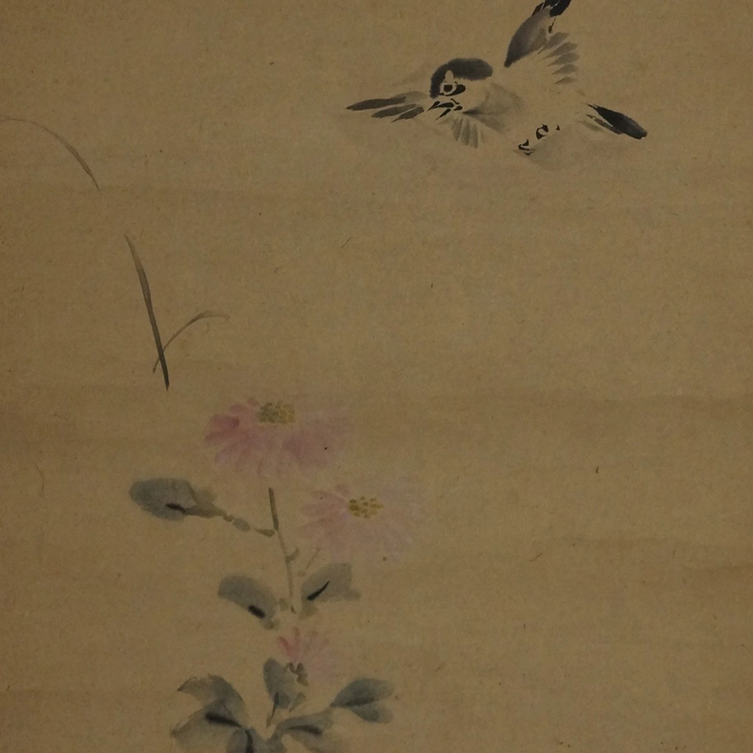 Vogel und Blume Motiv Nahaufnahme Vorschau