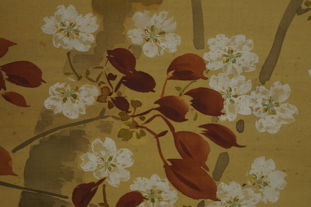 Japanisches Rollbild Spatz und Sakura Sakura Motiv Nahaufnahme 3