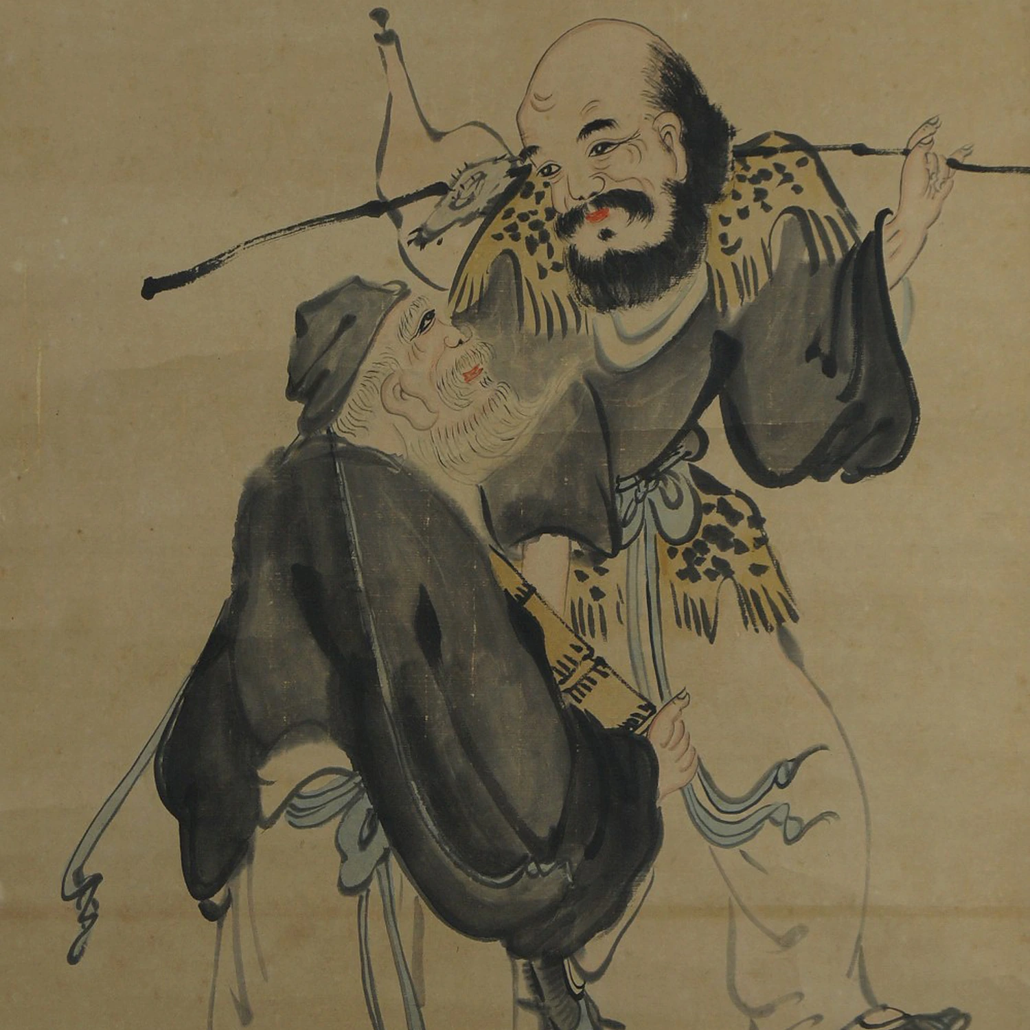 Kanzan und Jittoku Kakemono Motiv Nahaufnahme Vorschau