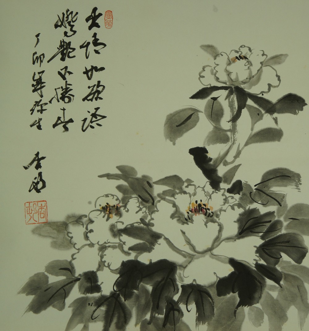 Kakemono Pfingstrosen Gesamtmotiv ohne Rahmung