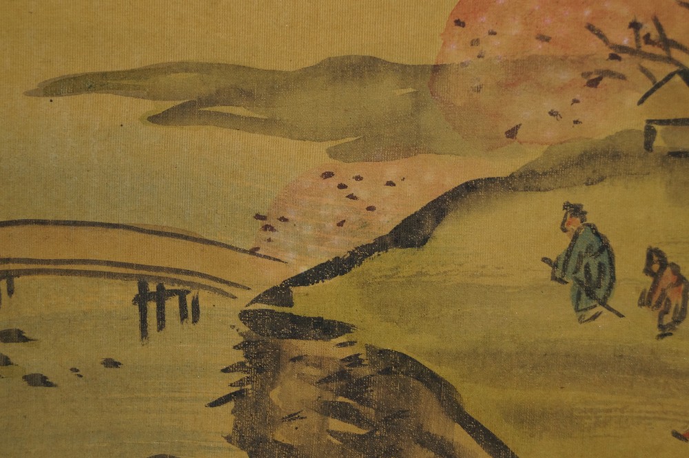 Berg Fuji Rollbild Figuren-Motiv Nahaufnahme
