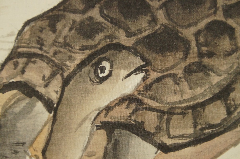 Zwei Schildkroeten von Shogetsu Pinselfuehrung Nahaufnahme 2