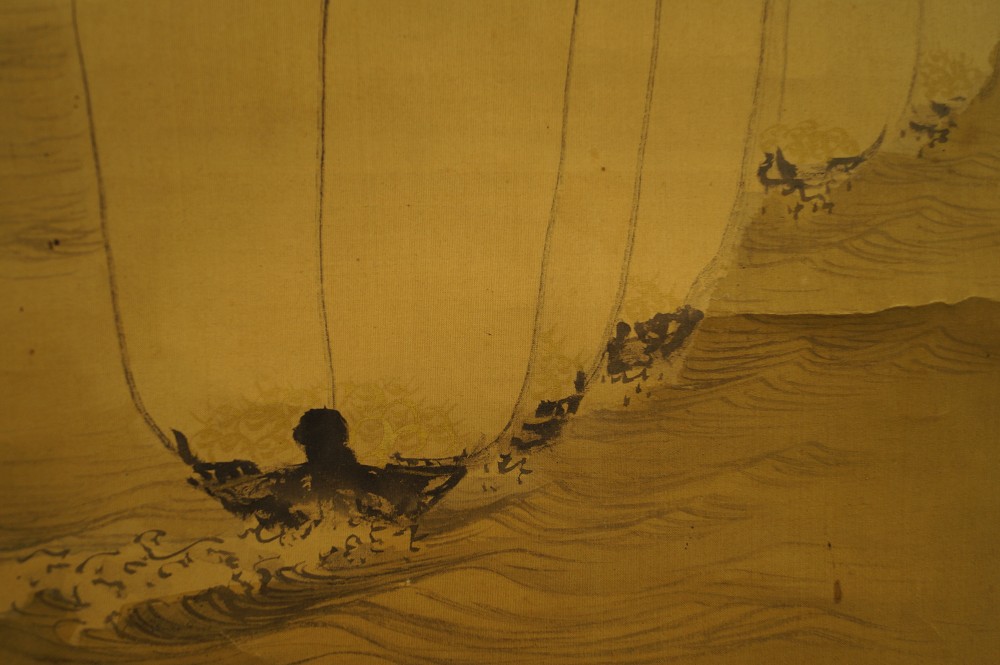 Japanisches Rollbild Boote Boote Motiv Nahaufnahme 5