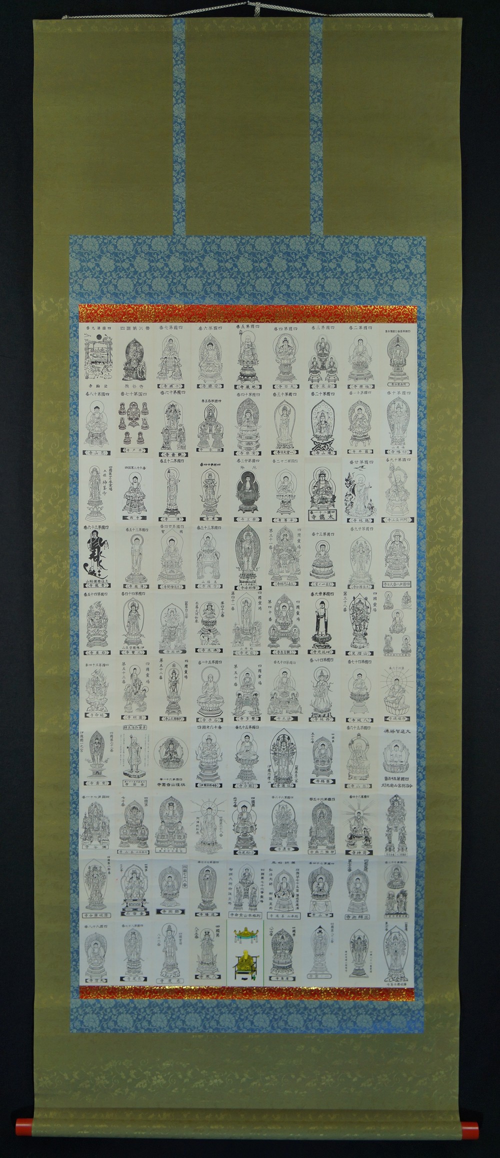 90 templos Saigoku vista general del rollo colgante