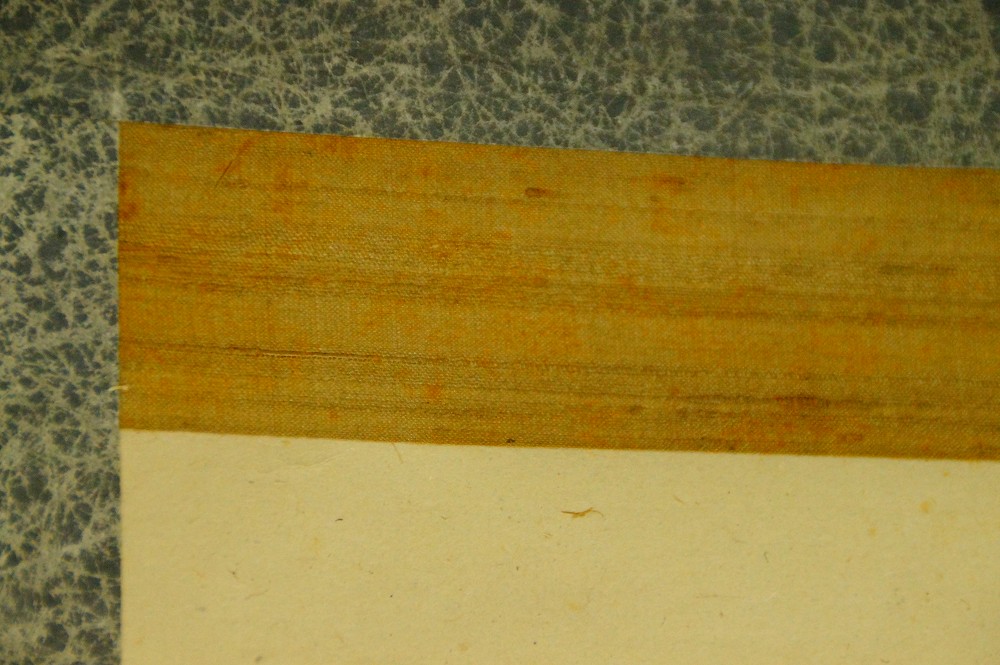 Spatz auf Bambuszweigen Kakemono von Matsuura Shodo Montierungsdetail