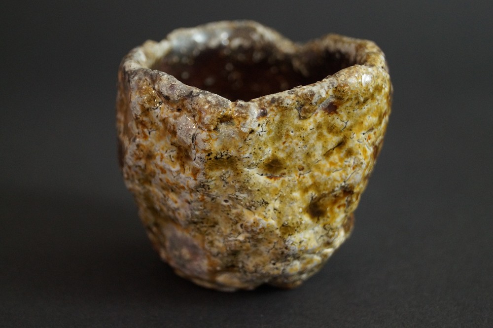 Guinomi in ceramica di Tanba di Masafumi Onishi vista posteriore