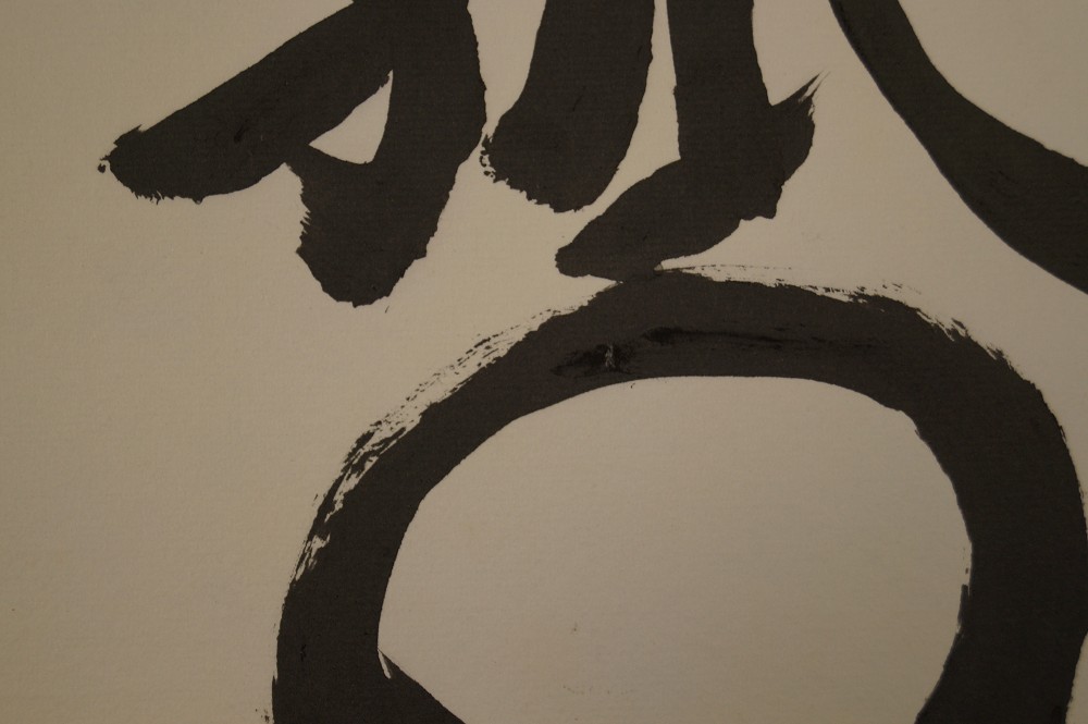 Shikishi Kalligrafie Einsamer Geist Pinselfuehrung Nahaufnahme 2