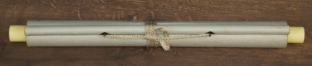Zen Kalligrafie Herzsutra von Ishikawa Ryodo Kakemono zusammengerollt