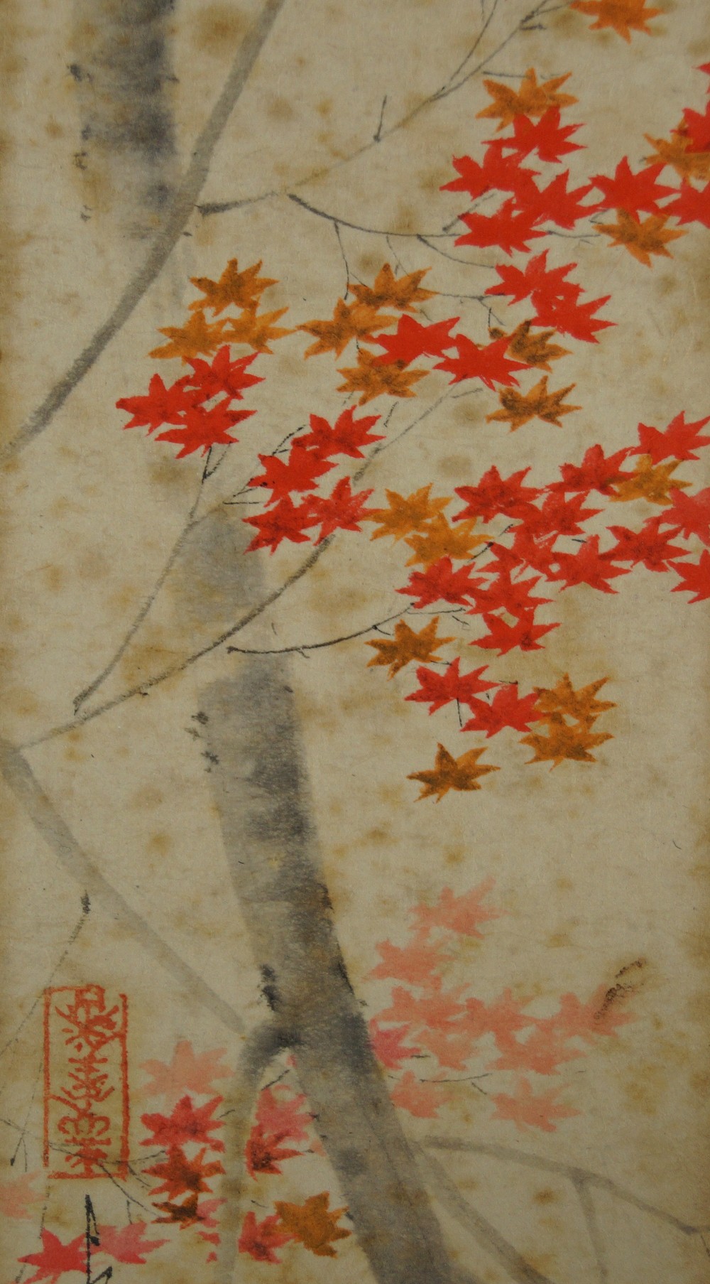 Japanisches Gemaelde Herbst Ahorn Motiv Nahaufnahme 2