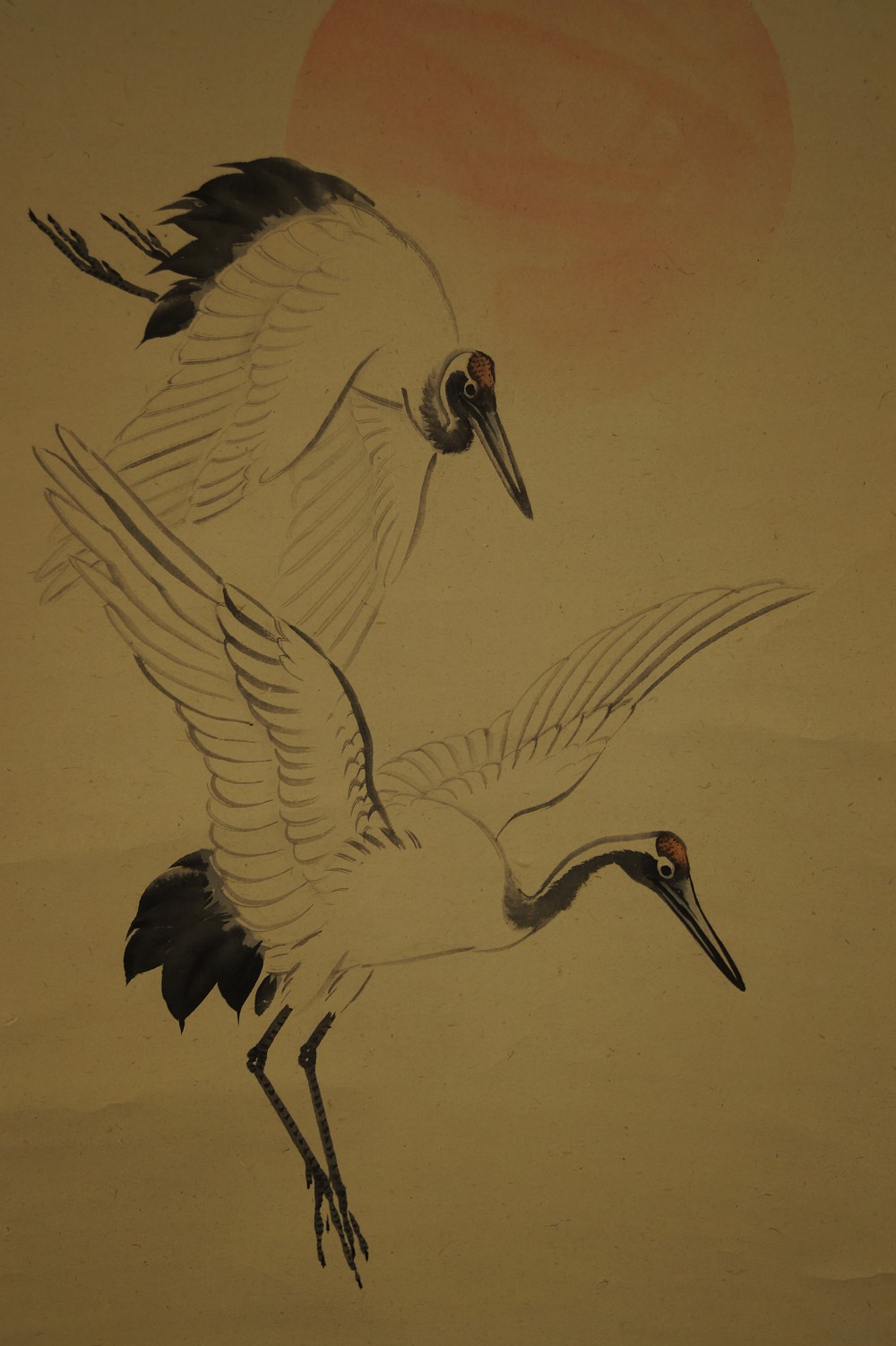 Japanisches Rollbild Kraniche von Nakajima Raisho Motiv Nahaufnahme 2