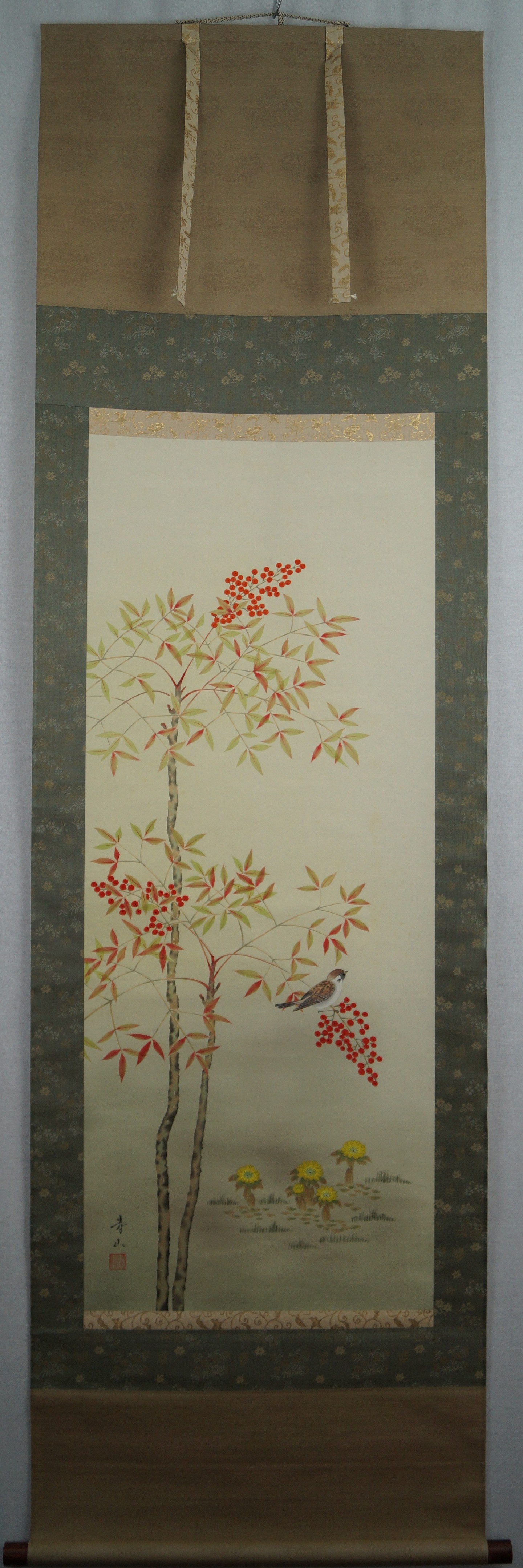 Vogel und Blume Gesamtansicht Rollbild