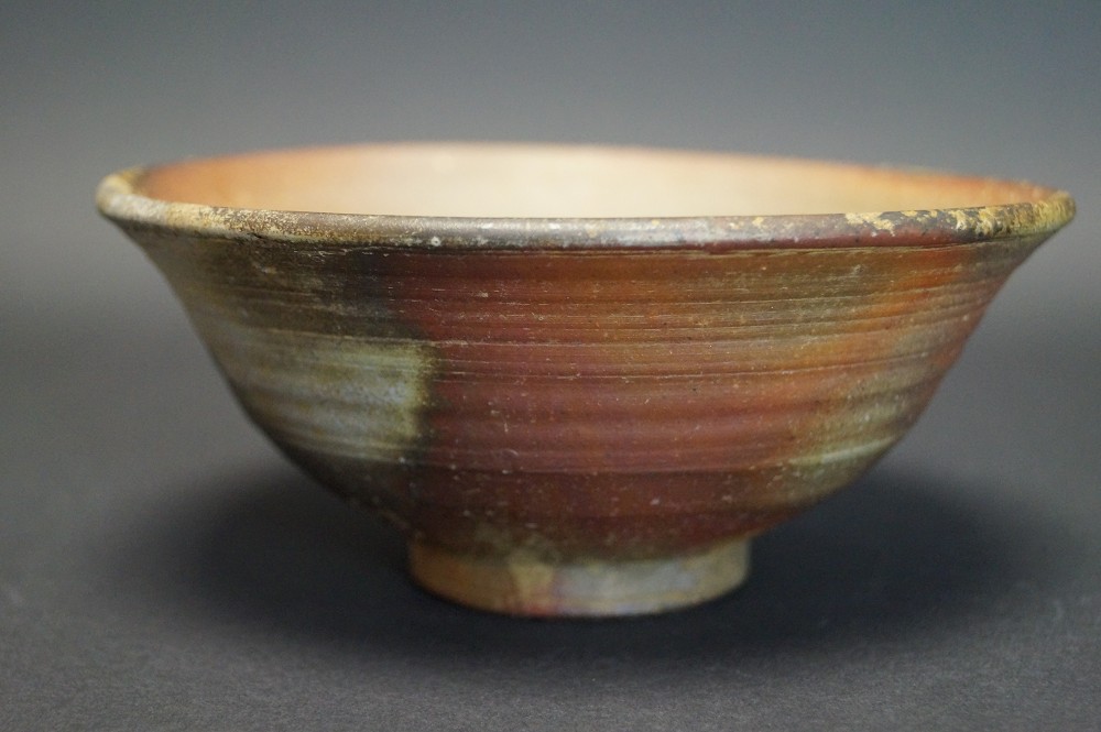 Tea Bowl Chawan Made of Bizen Ware Front View