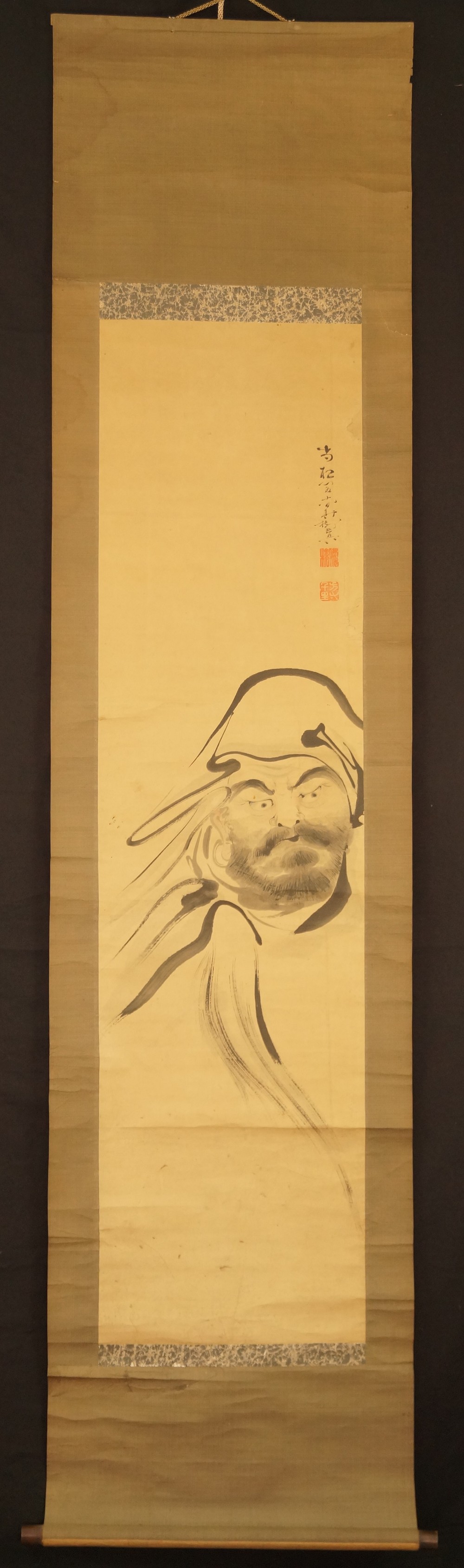 Bodhidharma Kakemono Gesamtansicht Rollbild
