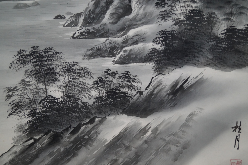 Paisaje de niebla primer plano del paisaje ribereño