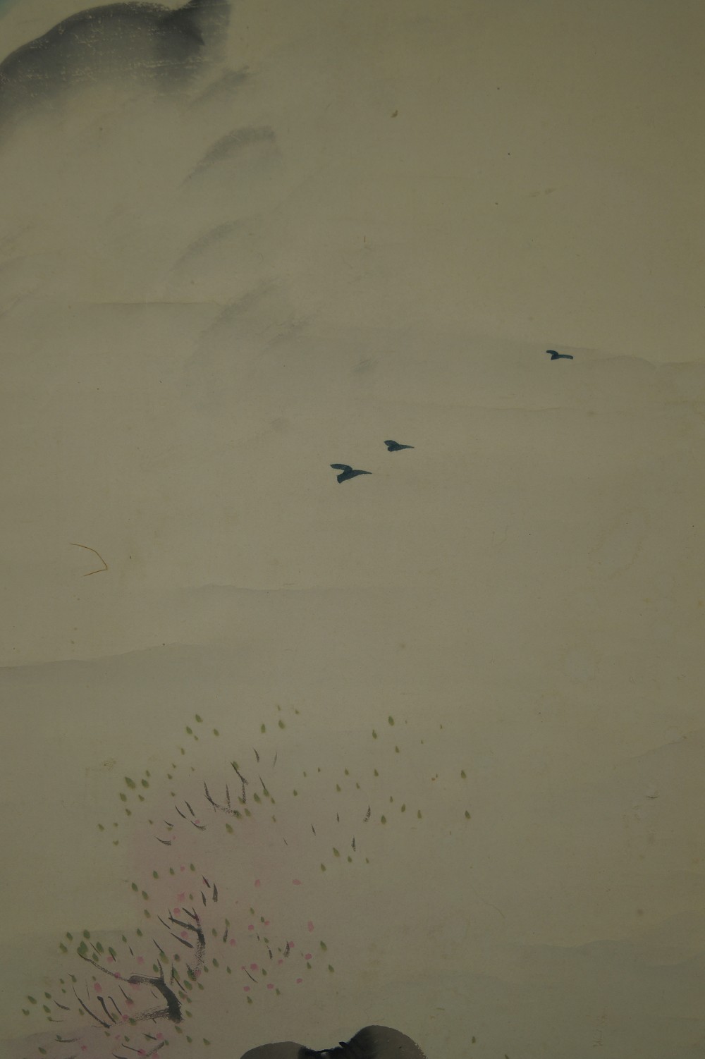 Pflaumenbluete im Schnee Kakemono Landschaft Nahaufnahme 2