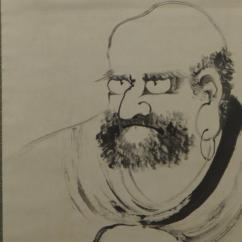Bodhidharma mit durchdringendem Blick Motiv Nahaufnahme Vorschau