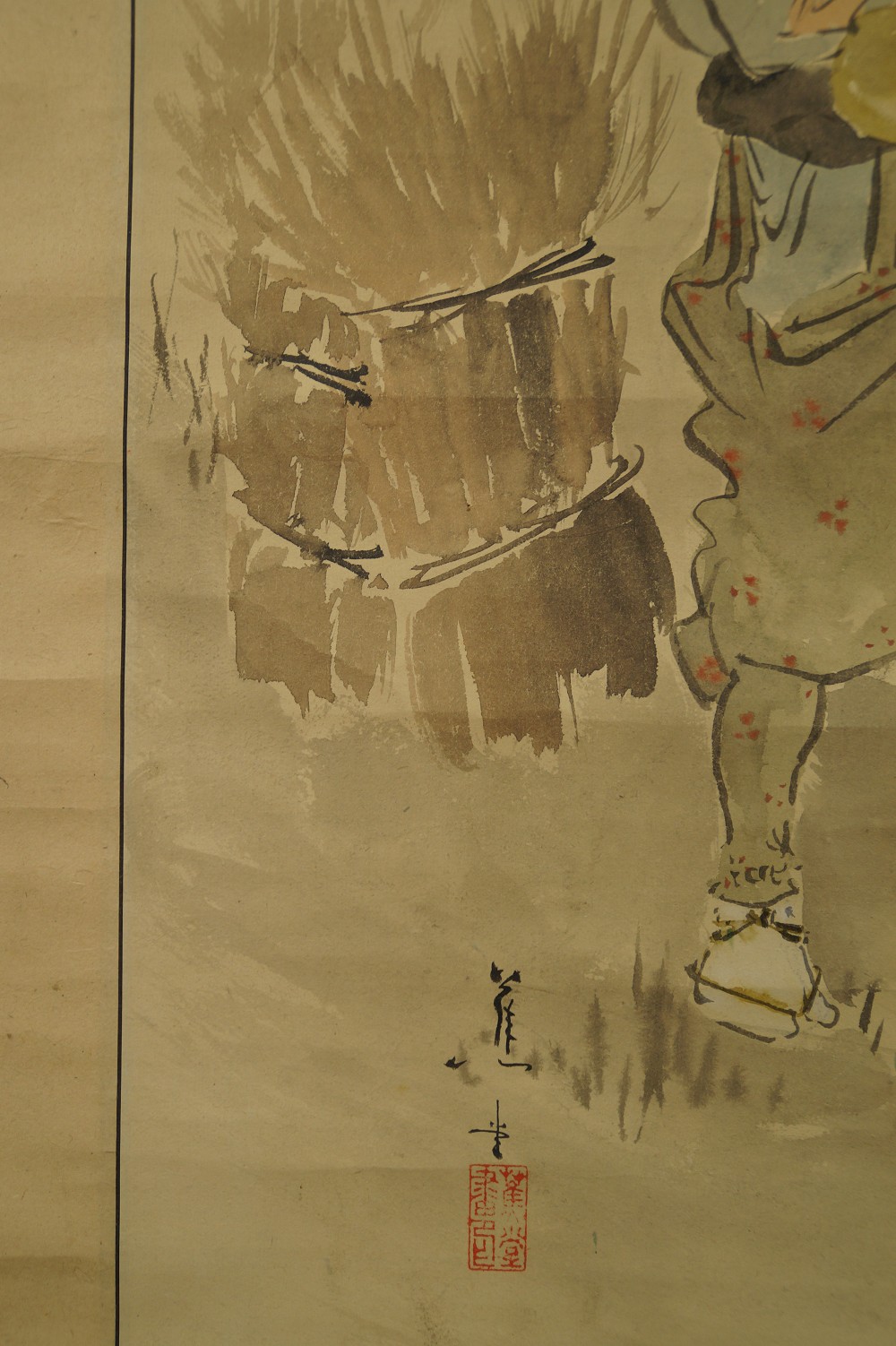Homme à la cascade par Shodo signature et sceau gros plan 2
