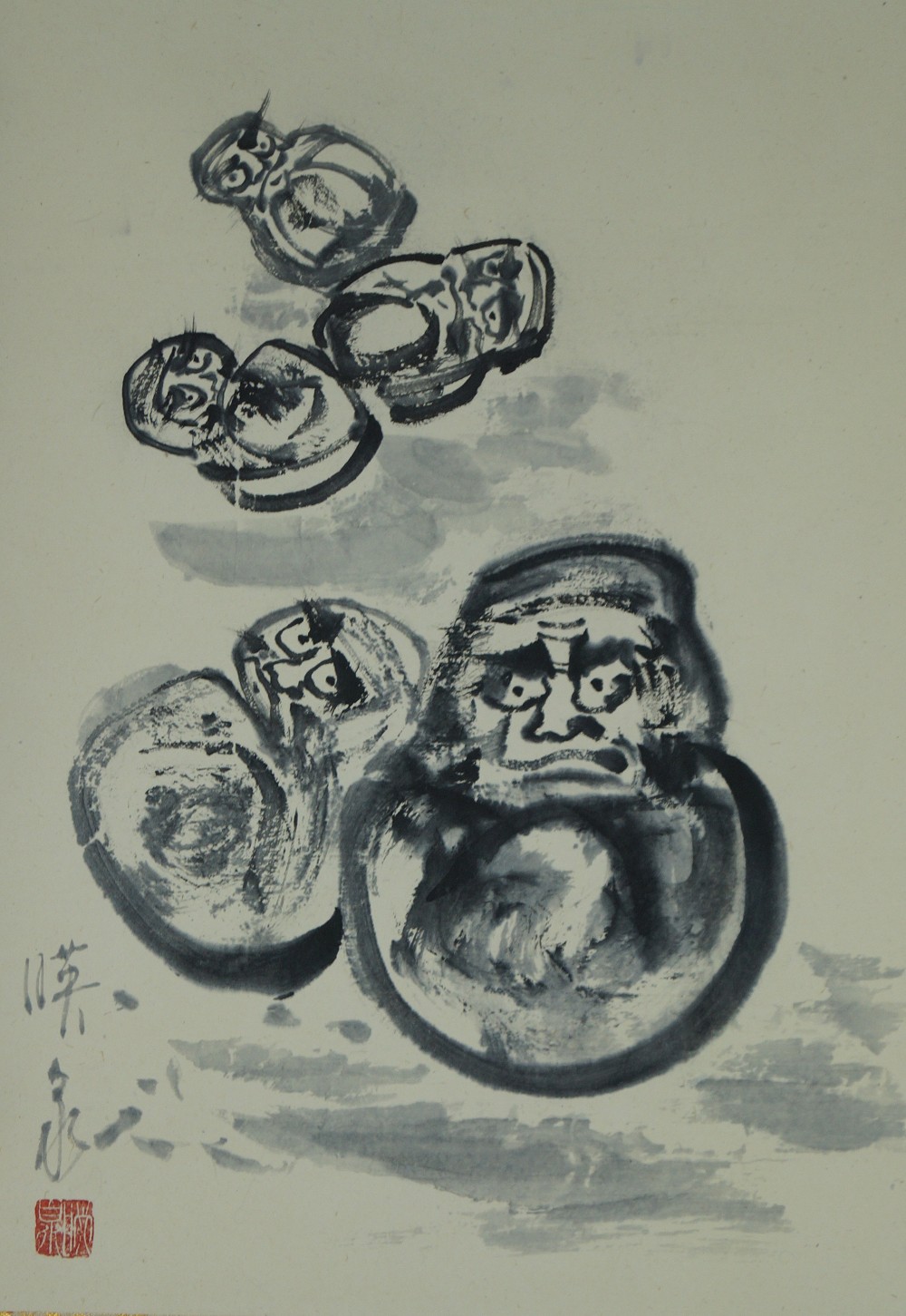 Bodhidharma Daruma Rollbild Gesamtmotiv ohne Rahmung