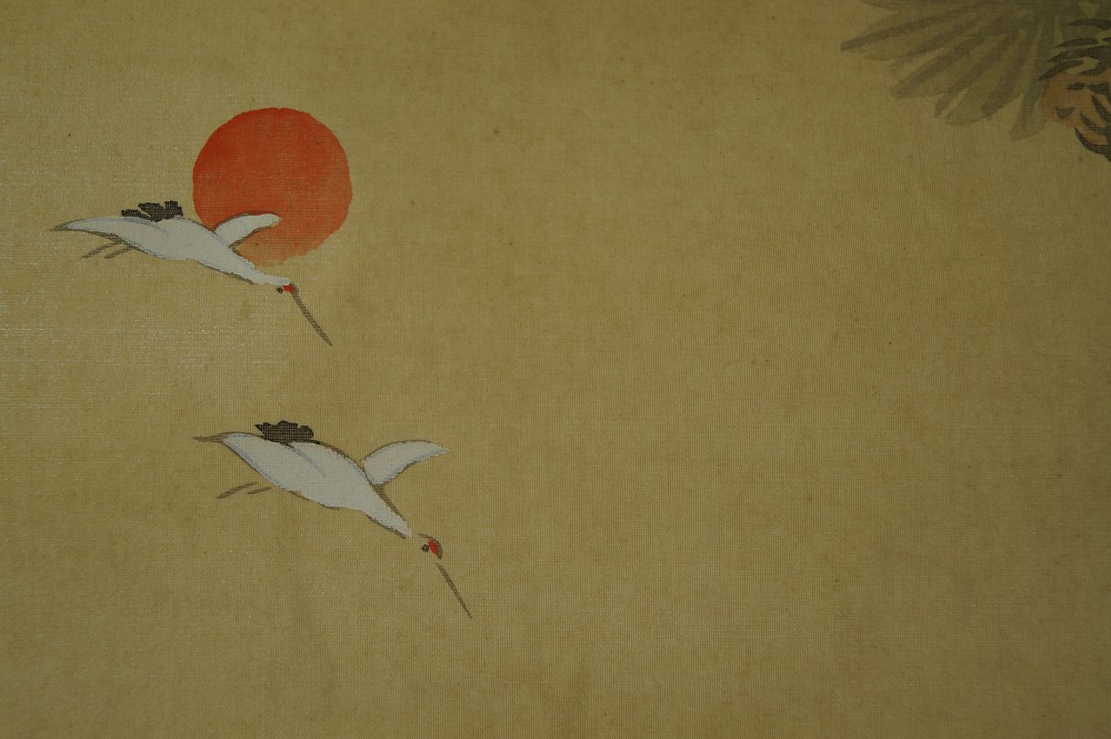 Rouleau de la légende de Takasago gros plan du motif de la grue 2