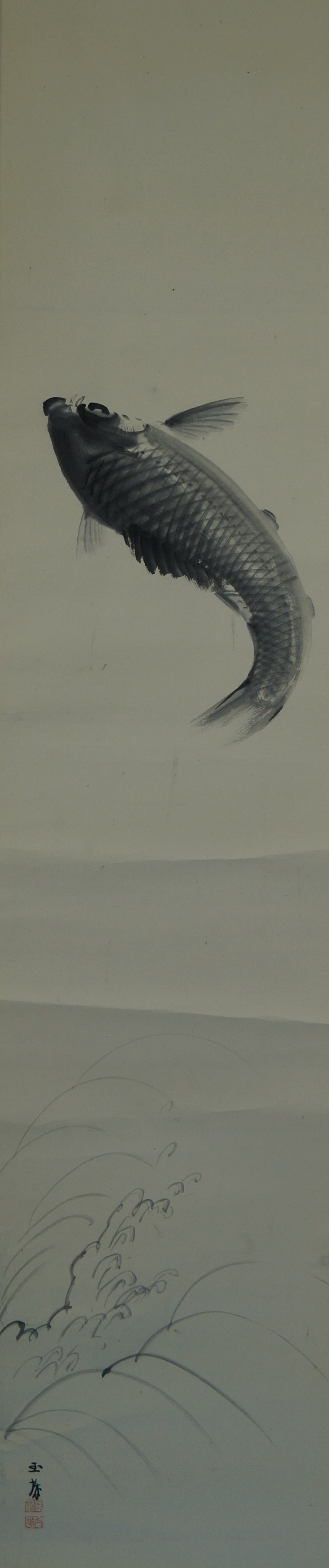 Kakemono Springender Koi Gesamtmotiv ohne Rahmung