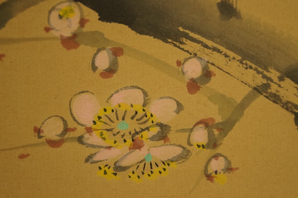 Zweig voller Sakura-Blueten Sakura-Motiv Nahaufnahme 2