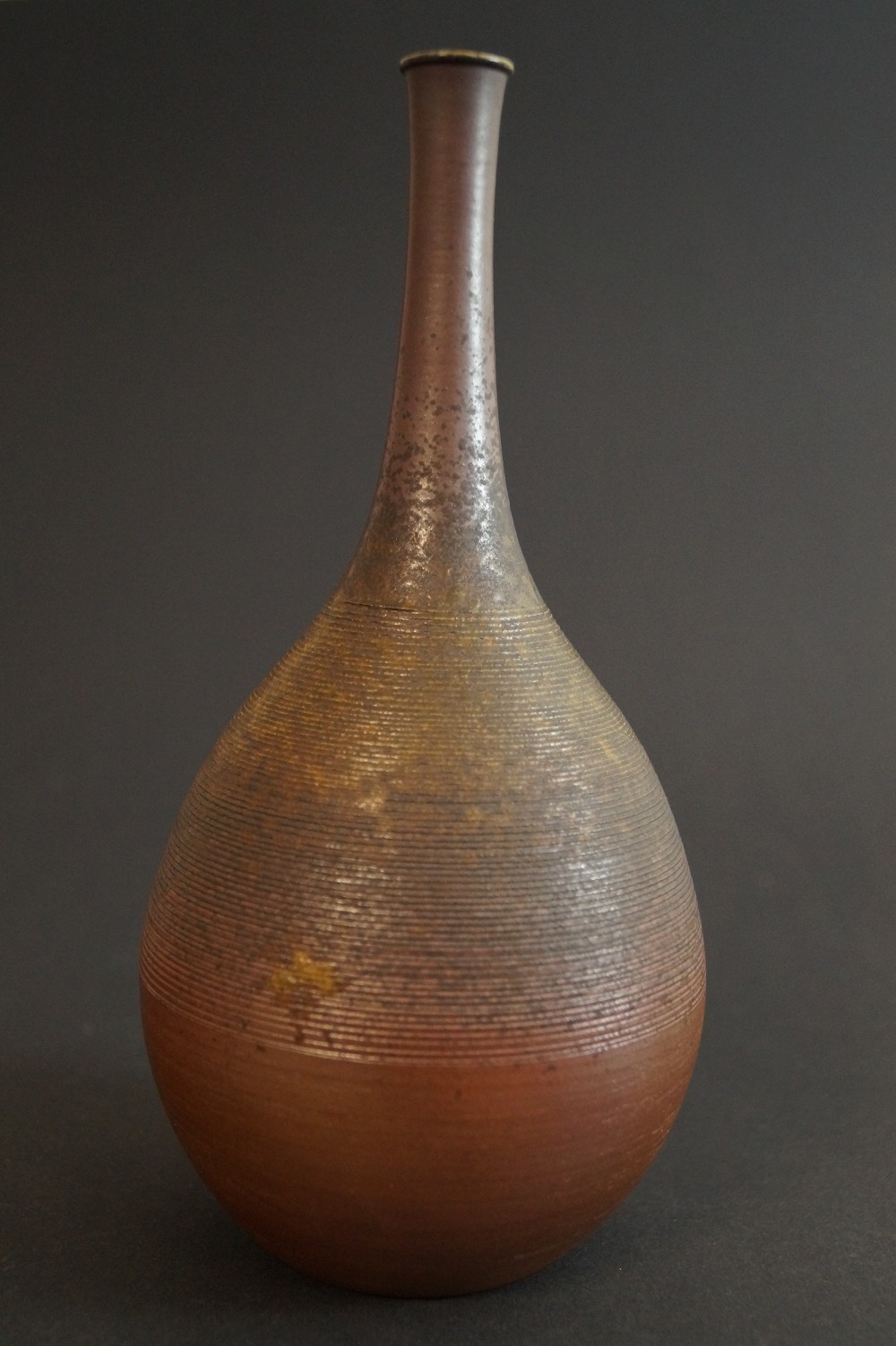 Bizen Vase with Long Neck Front View