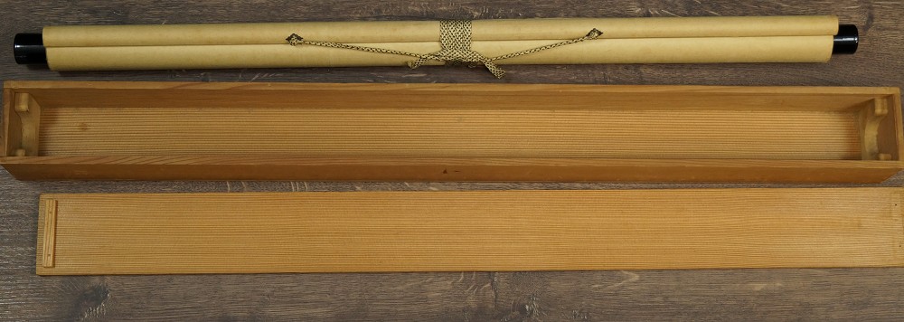 Zen calligraphy Emptiness by Megumi Hayashi hanging scroll in storage box